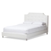 Baxton Studio Carlotta White Modern Bed with Upholstered Headboard - Full Size - BBT6376-White-Full