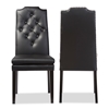 Baxton Studio Dylin Modern and Contemporary Black Faux Leather Button-Tufted Nail heads Trim Dining Chair Baxton Studio restaurant furniture, hotel furniture, commercial furniture, wholesale dining room furniture, wholesale dining chairs, classic dining chairs