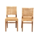 bali & pari Lesia Modern Bohemian Natural Brown Rattan and Walnut Brown Mahogany Wood 2-Piece Dining Chair Set - Lesia-Teak-DC