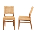 bali & pari Lesia Modern Bohemian Natural Brown Rattan and Walnut Brown Mahogany Wood 2-Piece Dining Chair Set - Lesia-Teak-DC