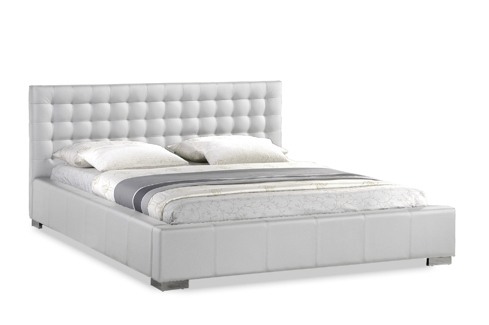 Madison White Modern Bed With Upholstered Headboard King Size Wholesale Interiors
