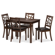 Baxton Studio Mozaika Black Leather Contemporary 5-Piece Dining Set1 table and 4 chairs Contemporary Dining, Black, Leather, Set, Discount, Chair