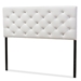 Baxton Studio Viviana Modern and Contemporary White Faux Leather Upholstered Button-tufted Queen Size Headboard - BBT6506-White-Queen HB