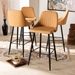 Baxton Studio Walter Mid-Century Contemporary Tan Faux Leather Upholstered and Black Metal 4-Piece Bar Stool Set - BA-5-Tan/Black-BS