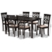 Baxton Studio Dallas Modern and Contemporary Sand Fabric Upholstered and Dark Brown Finished Wood 7-Piece Dining Set - RH1019C-Sand/Dark Brown-7PC Dining Set
