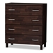 Baxton Studio Maison Modern and Contemporary Oak Brown Finish Wood 4-Drawer Storage Chest - BR888024-Dirty Oak