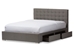Baxton Studio Rene Modern and Contemporary King Size Grey Fabric 4-drawer Storage Platform Bed - CF8497-King-Grey
