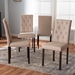 Baxton Studio Gardner Modern and Contemporary 5-Piece Dark Brown Finished Beige Fabric Upholstered Dining Set - Andrew 5 PC Dining Set-10 Buttons-Beige Fabric