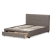 Baxton Studio Brandy Modern and Contemporary Grey Fabric Upholstered King Size Platform Bed with Storage Drawer - CF8774-Grey-King