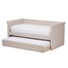 Baxton Studio Alena Modern and Contemporary Light Beige Fabric Daybed with Trundle - CF8825-Light Beige-Daybed