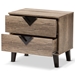 Baxton Studio Swanson Modern and Contemporary Light Brown Wood 2-Drawer Nightstand - W-602A