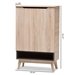 Baxton Studio Fella Mid-Century Modern Two-Tone Oak and Grey Wood Shoe Cabinet - FLSC00813-Hana Oak/Dark Grey-Shoe Cabinet