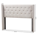 Baxton Studio Ally Modern And Contemporary Greyish Beige Fabric Button-Tufted Nail head King Size Winged Headboard - BBT6628-Greyish Beige-King HB