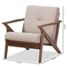 Baxton Studio Bianca Mid-Century Modern Walnut Wood Light Grey Fabric Tufted Lounge Chair - Bianca-Light Grey/Walnut Brown-CC