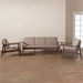 Baxton Studio Venza Mid-Century Modern Walnut Wood Light Brown Fabric Upholstered 3-Piece Livingroom Set - Venza-Brown/Walnut Brown-3PC-Set