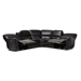 Baxton Studio Amaris Modern and Contemporary Black Bonded Leather 5-Piece Power Reclining Sectional Sofa with USB Ports - RX033A-Black-SF
