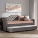Baxton Studio Perry Modern and Contemporary Light Grey Fabric Daybed with Trundle - CF8940-Light Grey-Daybed