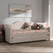 Baxton Studio Perry Modern and Contemporary Light Beige Fabric Daybed with Trundle - CF8940-Light Beige-Daybed