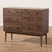 Baxton Studio Disa Mid-Century Modern Walnut Brown Finished 6-Drawer Dresser - DC 6311-00-Brown-Chest
