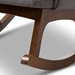 Baxton Studio Maggie Mid-Century Modern Grey Fabric Upholstered Walnut-Finished Rocking Chair - BBT5309-Grey-RC