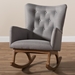 Baxton Studio Waldmann Mid-Century Modern Grey Fabric Upholstered Rocking Chair - BBT5303-Grey-RC