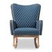 Baxton Studio Zoelle Mid-Century Modern Blue Fabric Upholstered Natural Finished Rocking Chair - BBT5305-Blue-RC