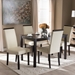 Baxton Studio Daveney Modern and Contemporary Cream Faux Leather Upholstered 5-Piece Dining Set - LW120-Cream-DC/LW12758R53-5PC-Dining Set