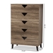 Baxton Studio Wales Modern and Contemporary Light Brown Wood 5-Drawer Chest - Wales-5DW-Chest