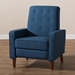 Baxton Studio Mathias Mid-century Modern Blue Fabric Upholstered Lounge Chair - 1705-Blue