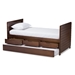 Baxton Studio Linna Modern and Contemporary Walnut Brown-Finished Daybed with Trundle - MG8006-Walnut-Twin