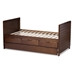 Baxton Studio Linna Modern and Contemporary Walnut Brown-Finished Daybed with Trundle - MG8006-Walnut-Twin