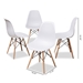 Baxton Studio Sydnea Mid-Century Modern White Acrylic Brown Wood Finished Dining Chair (Set of 4) - 160529-White