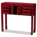 Baxton Studio Melodie Classic and Antique Red Finished Wood Bronze Finished Accents 6-Drawer Console Table - MIN22-Red-ST