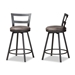 Baxton Studio Arjean Rustic and Industrial Grey Faux Leather Upholstered Pub Stool Set of 2 - C1866P-Walnut/Grey-PS