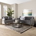 Baxton Studio Clara Modern and Contemporary Grey Velvet Fabric Upholstered 2-Piece Living Room Set - Clara-Grey-2PC-Set
