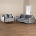 Baxton Studio Clara Modern and Contemporary Grey Velvet Fabric Upholstered 2-Piece Living Room Set - Clara-Grey-2PC-Set