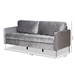 Baxton Studio Clara Modern and Contemporary Grey Velvet Fabric Upholstered 3-Seater Sofa - Clara-Grey-SF