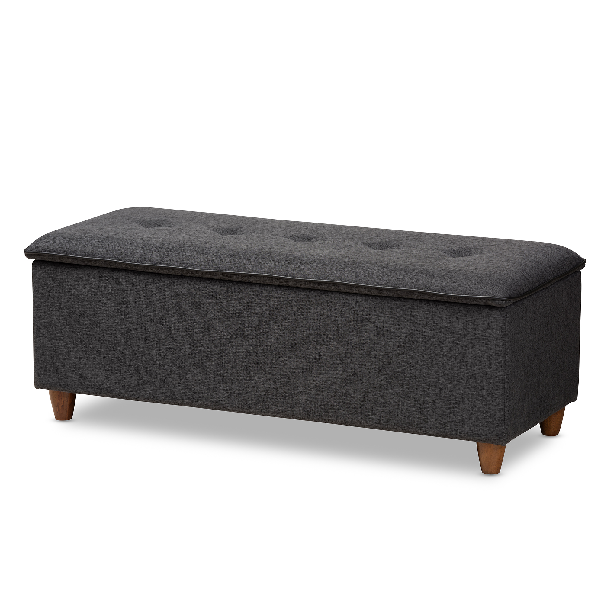 Baxton Studio Mid-Century Fabric Button-Tufted Bench by Grey