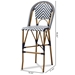 Baxton Studio Ilene Classic French Indoor and Outdoor White and Blue Bamboo Style Stackable Bistro Bar Stool - WA-4307V-White/Blue-BS