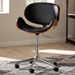 Baxton Studio Ambrosio Modern and Contemporary Black Faux Leather Upholstered Chrome-Finished Metal Adjustable Swivel Office Chair - T-4810-Walnut/Black