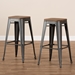 Baxton Studio Henri Vintage Rustic Industrial Style Tolix-Inspired Bamboo and Gun Metal-Finished Steel Stackable Bar Stool Set of 2 - T-5046-Gun-BS