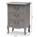 Baxton Studio Capucine Antique French Country Cottage Grey Finished Wood 3-Drawer End Table - JY18A028-Grey-ET