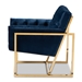 Baxton Studio Milano Modern and Contemporary Navy Velvet Fabric Upholstered Gold Finished Lounge Chair - TSF7719-Navy Blue/Gold-CC