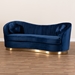 Baxton Studio Nevena Glam Royal Blue Velvet Fabric Upholstered Gold-Finished Sofa - TSF5510-Dark Royal Blue/Gold-SF