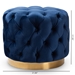 Baxton Studio Valeria Glam Royal Blue Velvet Fabric Upholstered Gold-Finished Button Tufted Ottoman - TSFOT030-Dark Royal Blue/Gold-Otto