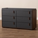 Baxton Studio Rikke Modern and Contemporary Two-Tone Gray and Walnut Finished Wood 6-Drawer Dresser - BR3COD3061-Columbia/Dark Grey-Dresser