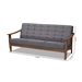 Baxton Studio Larsen Mid-Century Modern Gray Fabric Upholstered Walnut Wood Sofa - SW5506-Grey/Walnut-SF