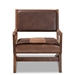 Baxton Studio Rovelyn Rustic Brown Faux Leather Upholstered Walnut Finished Wood Lounge Chair - Rovelyn-Dark Brown/Walnut-CC