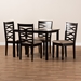 Baxton Studio Lanier Modern and Contemporary Sand Fabric Upholstered Espresso Brown Finished Wood 5-Piece Dining Set - RH318C-Sand/Dark Brown-5PC Dining Set