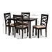 Baxton Studio Lanier Modern and Contemporary Sand Fabric Upholstered Espresso Brown Finished Wood 5-Piece Dining Set - RH318C-Sand/Dark Brown-5PC Dining Set